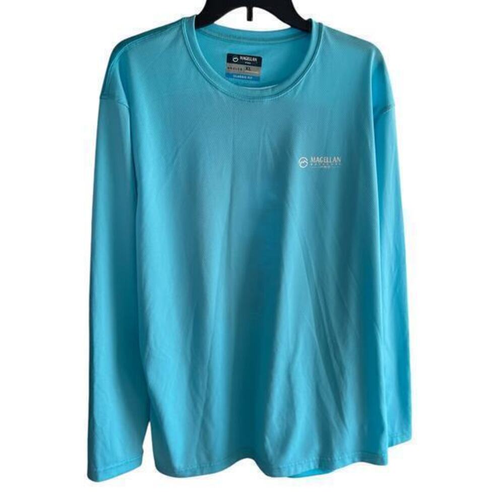 MAGELLAN Aqua Blue fishing angler outdoor long sleeve dri fit NWOT Size XL